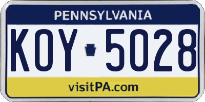 PA license plate KOY5028