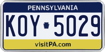PA license plate KOY5029