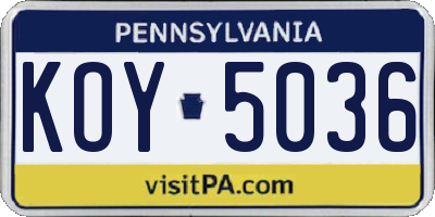 PA license plate KOY5036