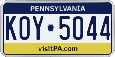 PA license plate KOY5044