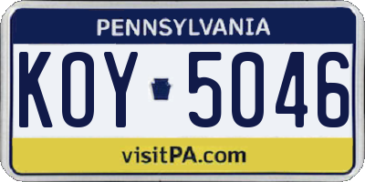 PA license plate KOY5046