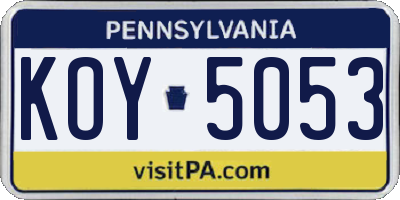 PA license plate KOY5053