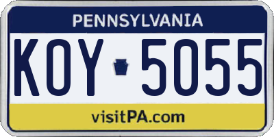 PA license plate KOY5055