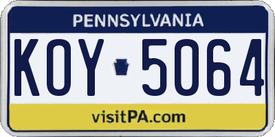 PA license plate KOY5064