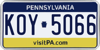 PA license plate KOY5066