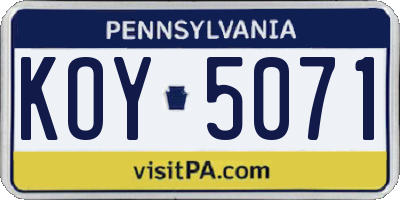 PA license plate KOY5071