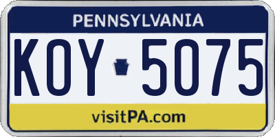 PA license plate KOY5075