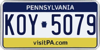 PA license plate KOY5079