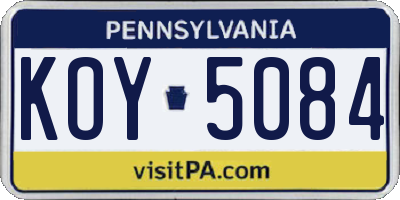 PA license plate KOY5084
