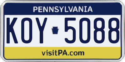 PA license plate KOY5088
