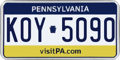 PA license plate KOY5090