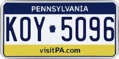 PA license plate KOY5096