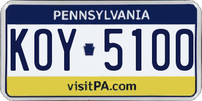 PA license plate KOY5100