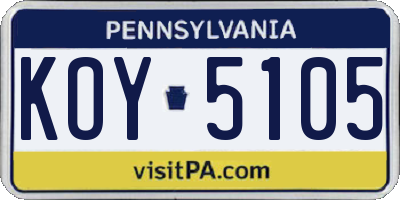 PA license plate KOY5105
