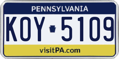 PA license plate KOY5109