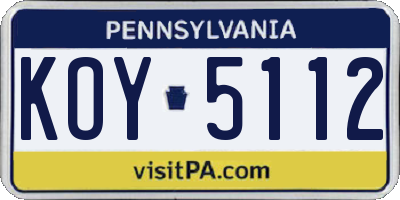 PA license plate KOY5112