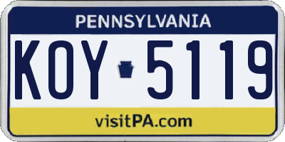 PA license plate KOY5119