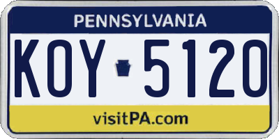 PA license plate KOY5120