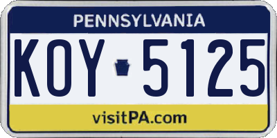 PA license plate KOY5125