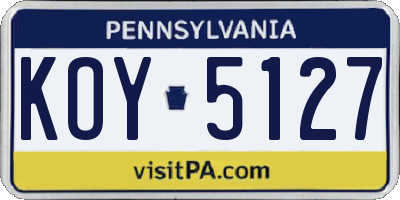 PA license plate KOY5127