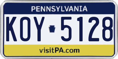 PA license plate KOY5128