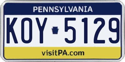 PA license plate KOY5129