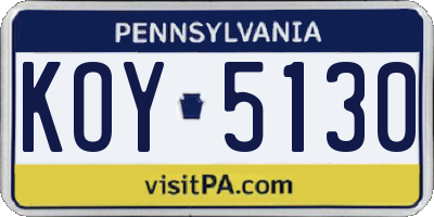 PA license plate KOY5130