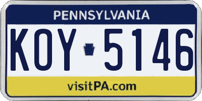 PA license plate KOY5146