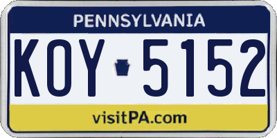 PA license plate KOY5152
