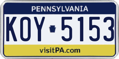 PA license plate KOY5153