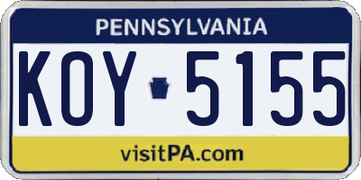 PA license plate KOY5155