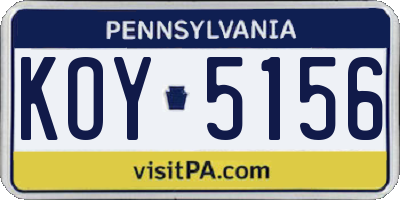 PA license plate KOY5156
