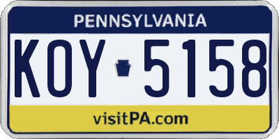 PA license plate KOY5158
