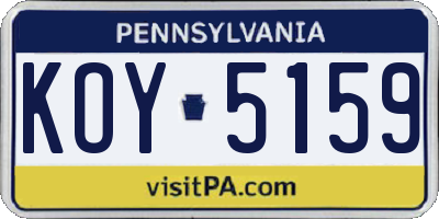 PA license plate KOY5159