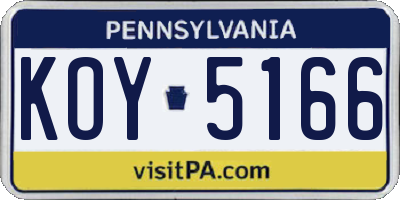 PA license plate KOY5166