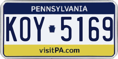 PA license plate KOY5169