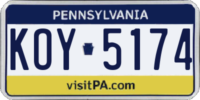 PA license plate KOY5174
