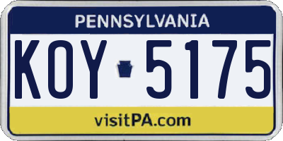 PA license plate KOY5175