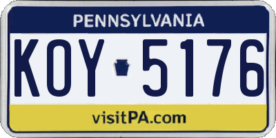 PA license plate KOY5176