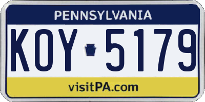 PA license plate KOY5179