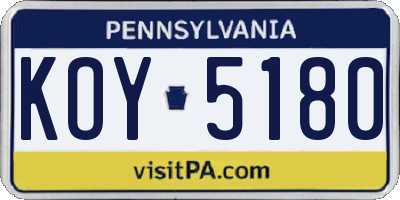 PA license plate KOY5180