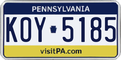 PA license plate KOY5185
