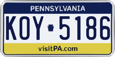 PA license plate KOY5186