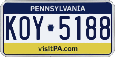 PA license plate KOY5188
