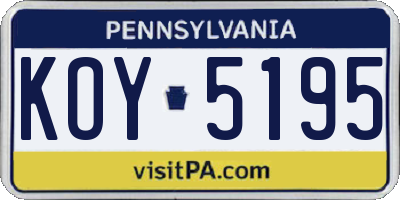 PA license plate KOY5195