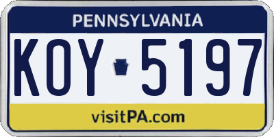 PA license plate KOY5197