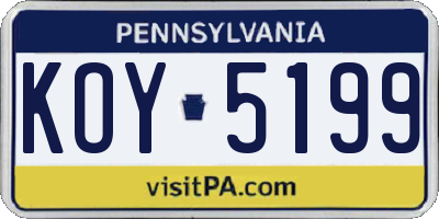 PA license plate KOY5199