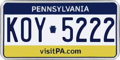 PA license plate KOY5222