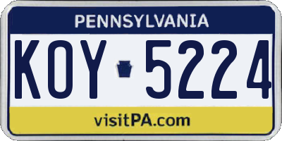 PA license plate KOY5224