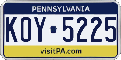 PA license plate KOY5225